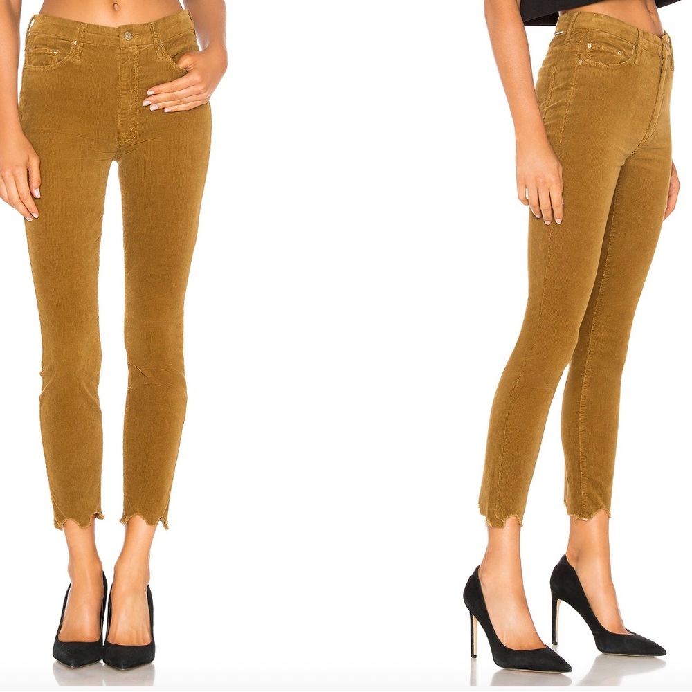 MOTHER High Rise Corduroy Jeans in Mustard Brown